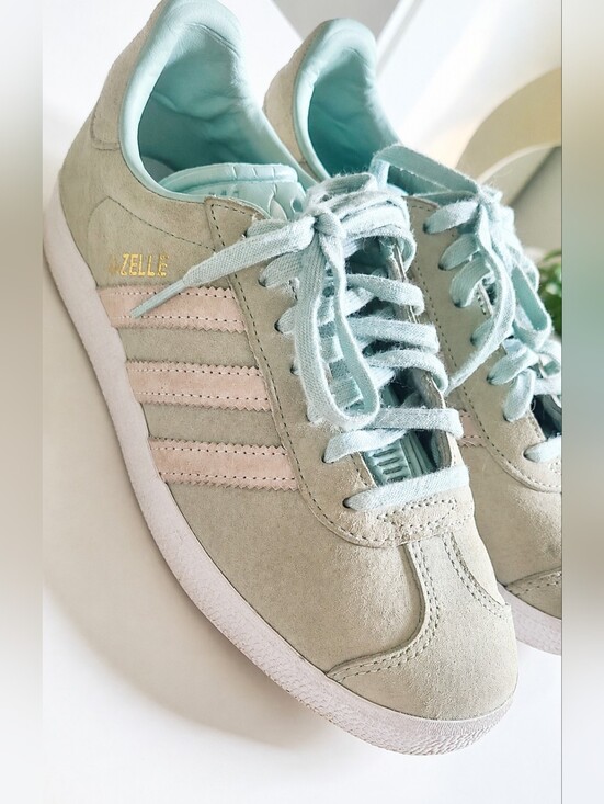 adidas Shoes - Adidas Gazelle Suede Lace-Up Sneakers in Sage Green